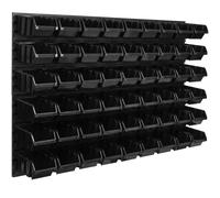 Panneau à outils mural 115,2 x 78 cm avec 54 pcs. Boîtes suspendues Boîtes noires Système de rangement
