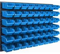 Panneau à outils mural 115 x 78 cm avec 54 pcs. Boîtes suspendues Boîtes bleues Système de stockage