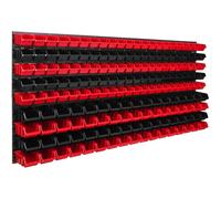 Panneau à outils mural 173,4 x 78 cm avec 178 pcs. Boîtes suspendues rouges et noires Boîtes empilables