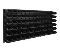 Panneau à outils mural 173,4 x 78 cm avec 84 pcs. Boîtes suspendues Boîtes noires Système de rangement