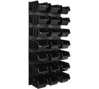 Panneau à outils mural 57,6 x 117 cm avec 21 pcs. Boîtes suspendues Boîtes noires Système de rangement