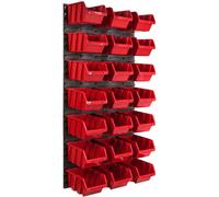 Panneau à outils mural 57,6 x 117 cm avec 21 pcs. Boîtes suspendues Boîtes rouges Système de stockage