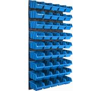Panneau à outils mural 57,6 x 117 cm avec 45 pcs. Boîtes suspendues Boîtes bleues Système de stockage
