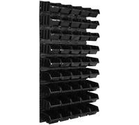 Panneau à outils mural 57,6 x 117 cm avec 45 pcs. Boîtes suspendues Boîtes noires Système de stockage