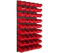 Panneau à outils mural 57,6 x 117 cm avec 45 pcs. Boîtes suspendues Boîtes rouges Système de stockage