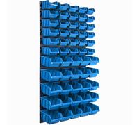 Panneau à outils mural 57,6 x 117 cm avec 55 pcs. Boîtes suspendues Boîtes bleues Système de stockage