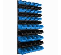 Panneau à outils mural 57,6 x 117 cm avec 55 pcs. Boîtes suspendues Boîtes empilables bleues et noires
