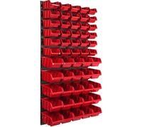 Panneau à outils mural 57,6 x 117 cm avec 55 pcs. Boîtes suspendues rouges et noires Boîtes empilables