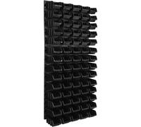 Panneau à outils mural 57,6 x 117 cm avec 70 pcs. Boîtes suspendues Boîtes noires Système de stockage