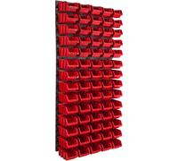 Panneau à outils mural 57,6 x 117 cm avec 70 pcs. Boîtes suspendues Boîtes rouges Système de stockage
