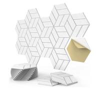 Panneau Acoustique Hexagonal Panneaux acoustiques hexagonaux | Autocollant blanc for traitement absorbant le bruit des murs(6Equal Hexagon White)