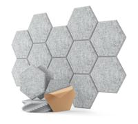Panneau Acoustique Hexagonal Panneaux acoustiques hexagonaux | Autocollant blanc for traitement absorbant le bruit des murs(Basic Hexagon Grey)