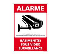 Panneau Alarme, Bâtiment(S) Sous Vidéo Surveillance Pvc 1 Mm - 150 X 210 Mm Signalisation Rectangulaire Prépercée Avec Kit De Fixation Fabrication Française