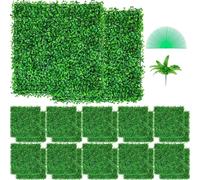 Panneau artificiel en buis UV 24 pièces Panneaux muraux en buis pour haie Fond mural en gazon artificiel 10"x10" 4 cm Mur en gazon vert Haie artificielle pour décoration Clôture d'intimité Intérieur E