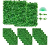 Panneau artificiel en buis UV 48 pièces Panneaux muraux en haie de buis Fond mural en gazon artificiel 10 x 10 pouces (25 x 25 cm) Mur en gazon vert Haie artificielle pour décoration Clôture d'intimit