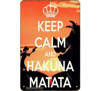 Panneau artistique en métal avec inscription « Keep Calm And Hakuna Matata » - 20,3 x 30,5 cm - Décoration murale pour la maison, la cuisine, la salle de bain, la ferme, le jardin, le garage