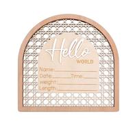 Panneau « Bonjour le Monde » pour Nouveau-Né, 14 cm en Bois en Forme d'Arche Panneau d'Annonce de Naissance Décoration de Chambre d'Enfant Cadeau Idéal pour une Baby Shower Accessoire Photo