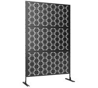 Panneau brise vue décoratif - Outsunny - paravent extérieur motif géométrique ajouré design - métal - 122 x 45 x 198 cm - noir