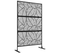 Outsunny Panneau Brise Vue décoratif paravent extérieur Noir à Motif végétal en métal - 122 x 45 x 198 cm, Noir