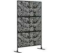 Panneau brise vue décoratif paravent extérieur motif végétal feuilles saule 122 x 198 cm acier thermolaqué noir