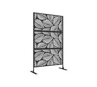 Outsunny Panneau Brise Vue décoratif paravent extérieur Noir à Motif végétal en Acier - 122 x 45 x 198 cm, Noir