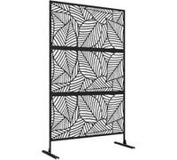 Outsunny Panneau Brise Vue décoratif paravent extérieur Noir à Motif végétal en métal - 122 x 45 x 198 cm, Noir