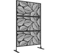 Outsunny Panneau Brise Vue Décoratif Paravent 122 x 45 x 198 cm Noir | Extérieur, Motif Végétal, en Acier