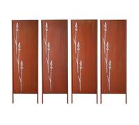 VEVOR Panneau Brise Vue Extérieur Métal 50x160 cm Paravent Extérieur Décoratif Autoportant, Écran d'Intimité, Séparation de Jardin, Acier au Carbone, Piquets de Sol, Motifs Naturels Ajourés, Lot de 4