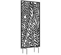Panneau Brise Vue - Outsunny - Claustra Décoratif Jardin à motif découpé en feuilles - Cadre en Métal - 130 x 65 cm - Noir