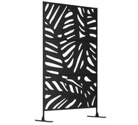 Panneau brise vue - Outsunny - décoratif extérieur motif végétal aménagement jardin - métal - 122x45x198cm - noir