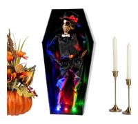 Panneau Cercueil Halloween Ornement Festif De Collection avec Lumière | Figurine Squelette Cercueil Dansant Halloween Pour Jardin Cour Salle De Séjour Maison Hantée Et Cheminée