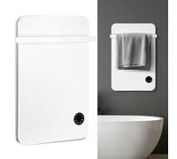 Panneau chauffant infrarouge Ikodm de 400W, connecté en Wi-Fi, pour salle de bain, avec porte-serviettes, minuterie, thermostat et télécommande, de couleur blanche