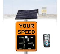 Panneau d'affichage de vitesse LED, indicateur de limite de vitesse clignotant, panneau solaire et télécommande inclus, pour rue, quartiers