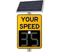 Panneau d'affichage de vitesse radar à énergie solaire, panneau LED de rétroaction de vitesse avec télécommande, panneau de limitation de vitesse radar sans fil pour la sécurité routière, 61 x 61 cm