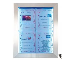 Panneau d'affichage d'informations Securit en acier inoxydable à LED 4xA4 (sans mât ni base)