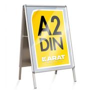 Panneau publicitaire double face avec cadre de 25 mm et fond métallique, format A2