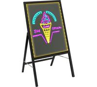 Panneau d'affichage LED 50 x 70 cm Noir Panneau d'affichage sur pied pour menus