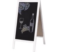 Panneau d'affichage XL HWC-C17, tableau à craie, stop-client, 2 surfaces d'écriture pliables, 100x50cm ~ blanc shabby