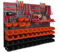 Système de stockage Étagère murale 1152 x 780 mm Paroi à outils 50 pcs Bacs gerbables plastique