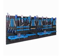 Panneau d'atelier - Stockage d'outils XXL - 230 x 78 cm - 8 panneaux muraux - Couleur bleue - Modularité