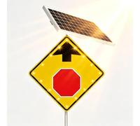 Panneau D'avertissement Solaire À LED « Stop Ahead », 24/30 Pouces, Étanche (IP65), Aluminium Réfléchissant (norme W3-1), Panneau De Sécurité Extérieur Durable Et Résistant À La Rouille(30in)