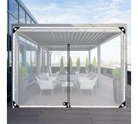 Panneau De Bâche Transparente Avec Fermeture Éclair,Rideau De Bâche Extérieur Claire Imperméable,Bâche Pvc Étanche Avec Œillets,Pour Pergola,Gazebo,Porche,Abri De Voiture,L×H-3.9×2.3m(12.8*7.5ft)