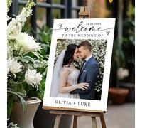 Panneau de bienvenue de mariage personnalisé, photo de mariage personnalisée, panneau de réception minimaliste, affiches d'art mural sur canevas, peinture décorative pour les invités et les cadeaux de