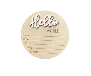 Panneau de bienvenue rond en bois avec inscription « Welcome » | Naissance personnalisée nouvelle dalle en bois annonce de naissance décoration de chambre pour accessoires photo, douche