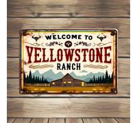 Panneau de bienvenue vintage du ranch de Yellowstone - Suspension murale en fer, plaque décorative polyvalente pour restaurant, maison, garage, patio, bar et décorations de fête, cadeau idéal pour les