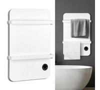 Panneau de chauffage infrarouge Ikodm de 600W, connecté en Wi-Fi, avec 2 supports pour serviettes, minuterie, thermostat et télécommande, de couleur blanche