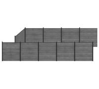 Panneau de clôture 10 pcs WPC et Aluminium Gris