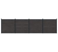 Panneau de clôture 4 pcs WPC et Aluminium Noir