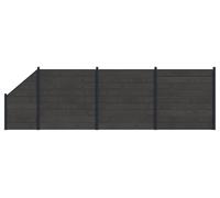 Panneau de clôture 4 pcs WPC et Aluminium Noir
