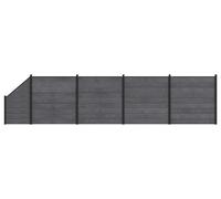 Panneau de clôture 5 pcs WPC et Aluminium Gris